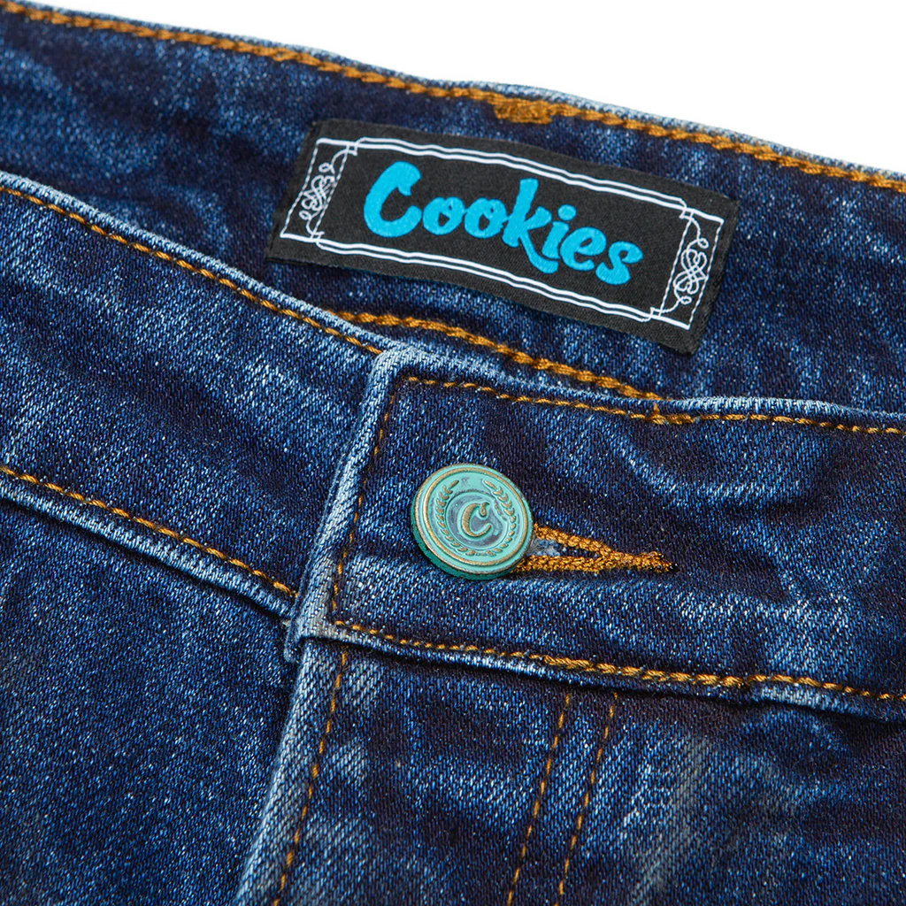 Core Modern Flare Medium Destroyed Indigo Denim Jeans - Image 5