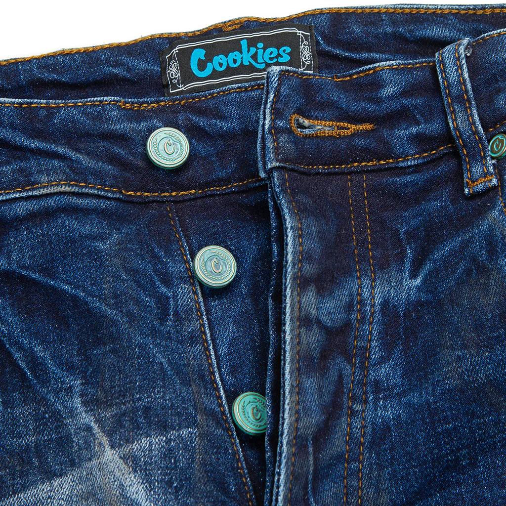 Core Modern Relaxed Medium Destroyed Indigo Denim Jeans - Image 4