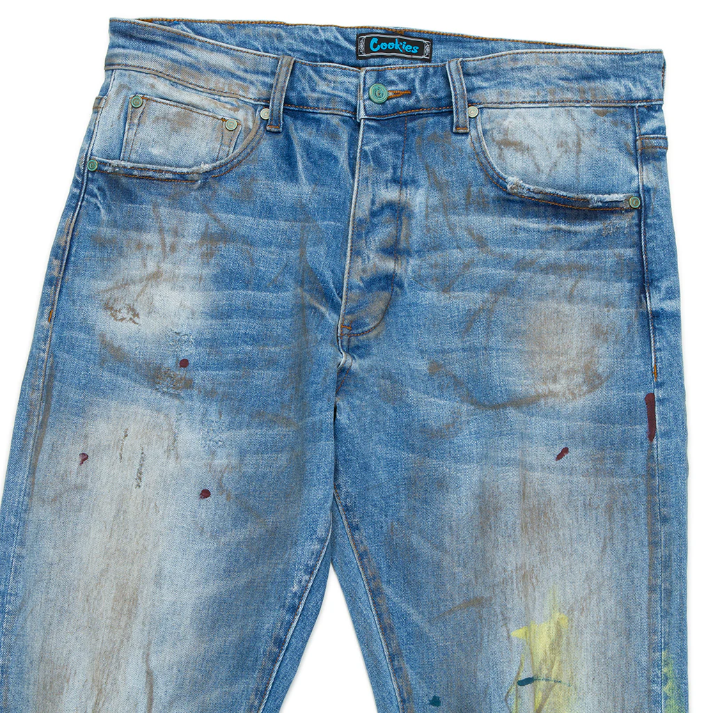 Core Modern Slim Light Destroyed Indigo Denim Jeans - Image 3