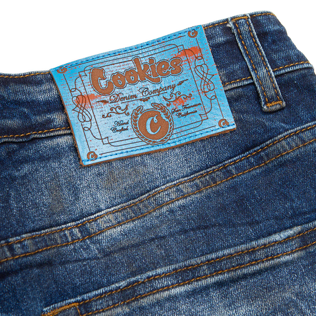 Core Modern Slim Straight Destroyed Indigo Denim Jeans - Image 5