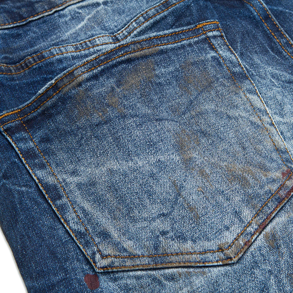 Core Modern Slim Straight Destroyed Indigo Denim Jeans - Image 6
